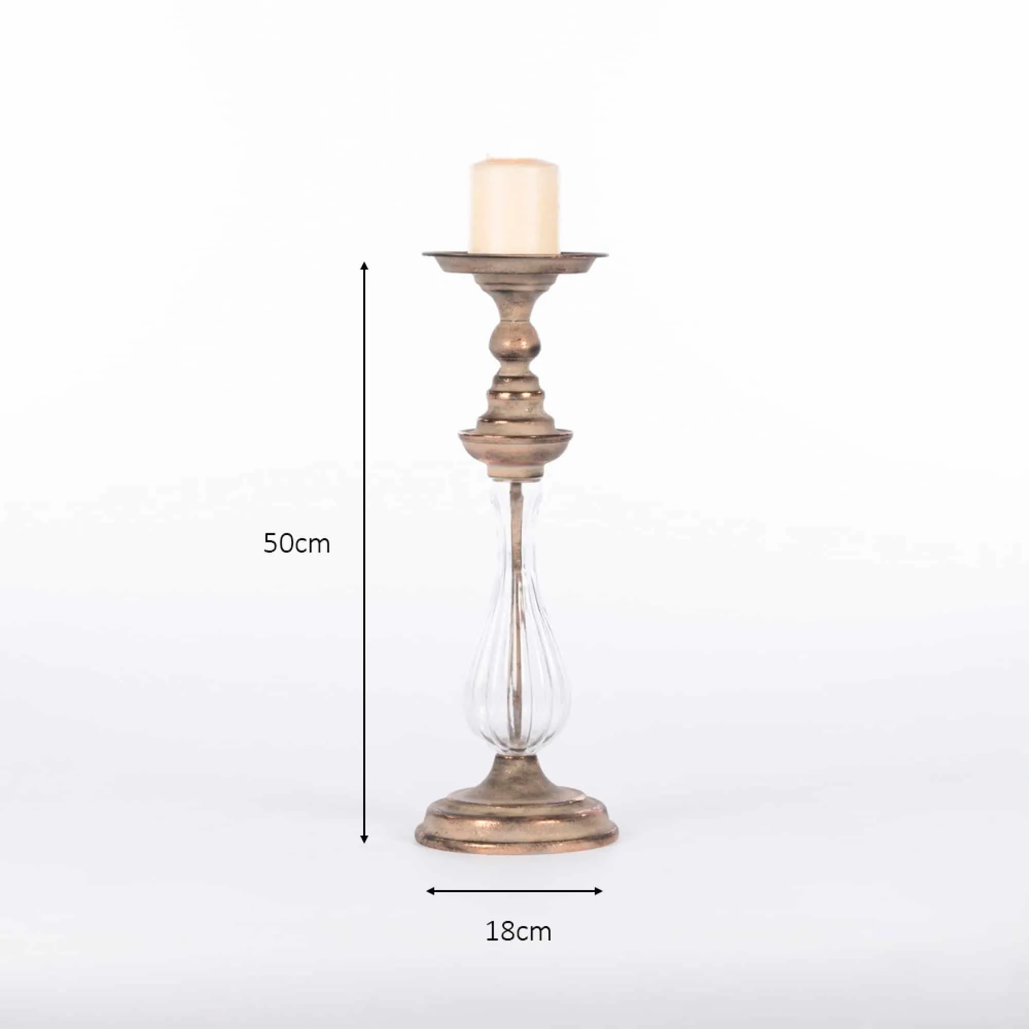 Harriet Pillar Candle Holder Antique Copper
