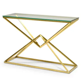 Hayes 1.2m Glass Console Table - Gold Base