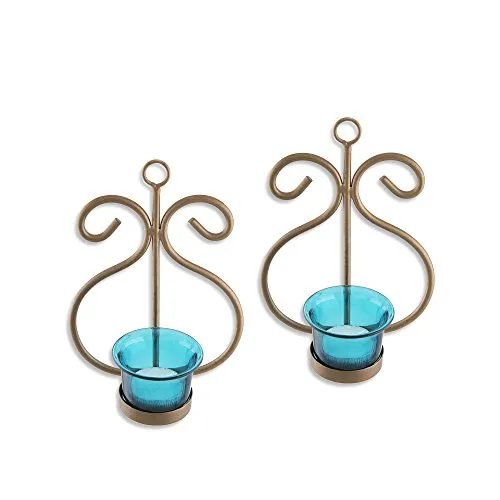Homesake Metal Decorative Golden Wall Sconce/candle Holder, Pack of 2