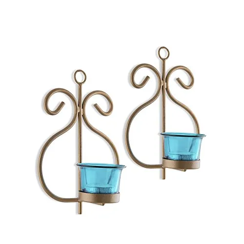 Homesake Metal Decorative Golden Wall Sconce/candle Holder, Pack of 2