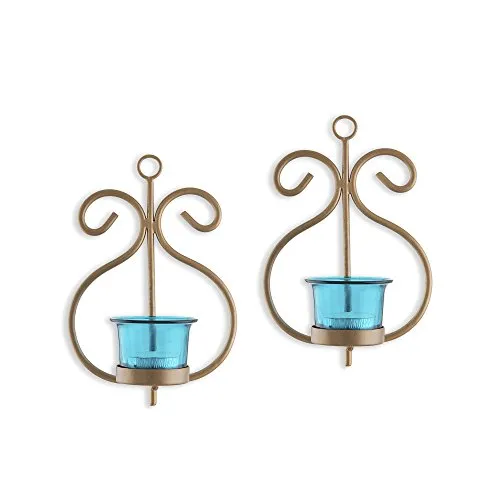 Homesake Metal Decorative Golden Wall Sconce/candle Holder, Pack of 2
