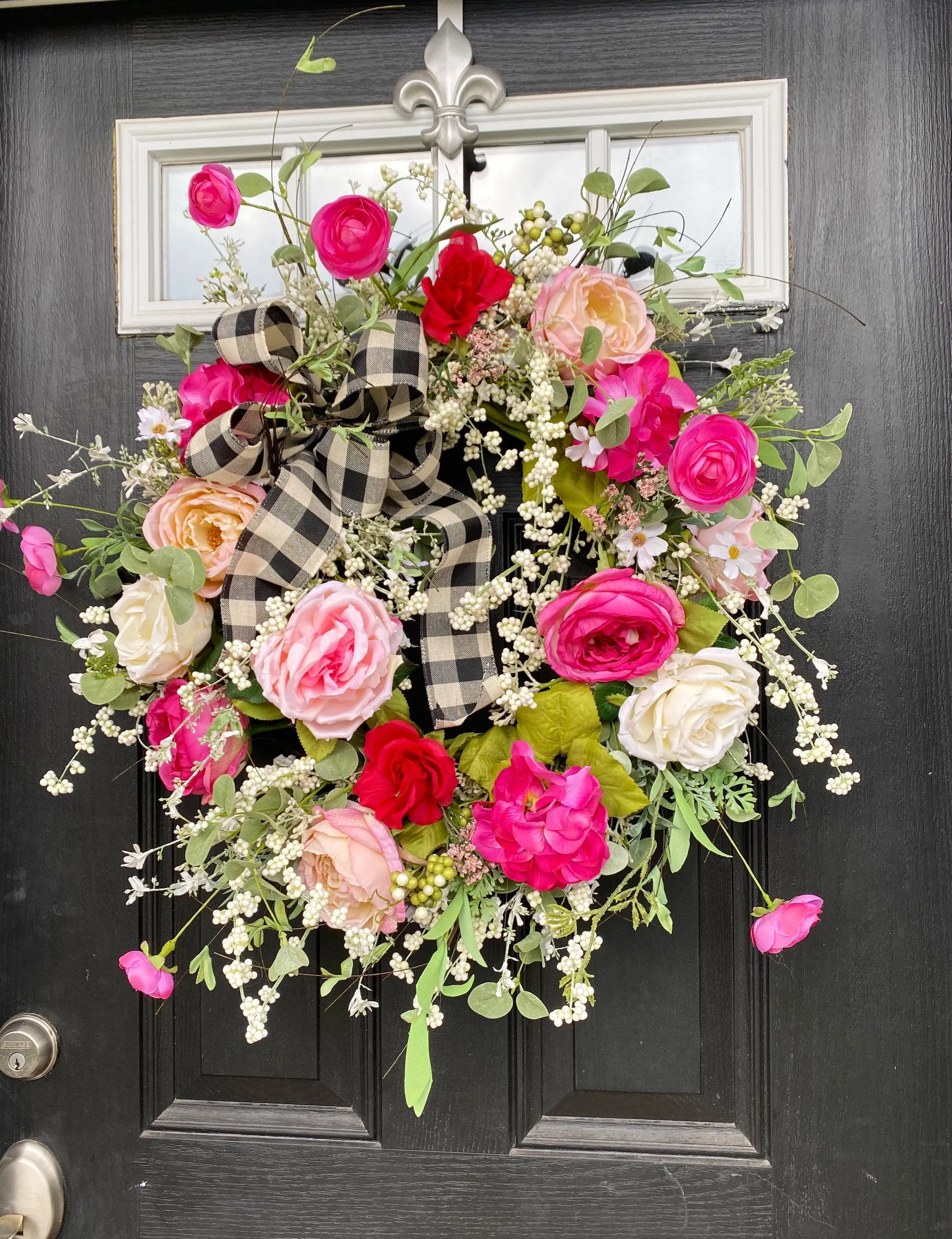 Hot Pink Door Wreath | Pink Wreath