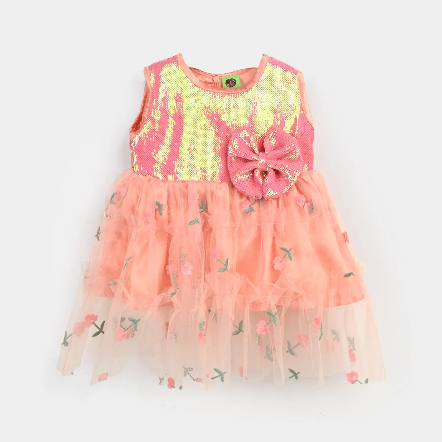 Infant Girls Sequence Fancy Frock My Girl-Peach