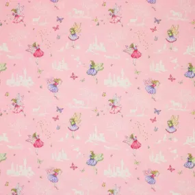 Jane Churchill  Fairyland printed cotton fabric  - J797F-01-4.6m-Roll end- Pink