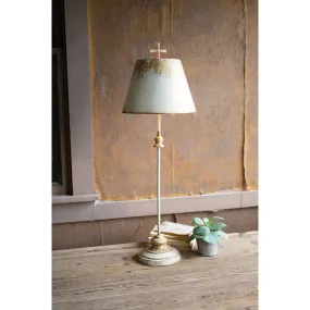 Kalalou - ANTIQUE WHITE AND GOLD METAL TABLE LAMP - CCG1629