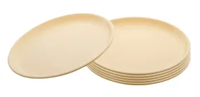 Kuber Industries 6 Pieces Unbreakable Round Plastic Microwave Safe Dinner Plates (Yellow) - CTKTC37542,Standard