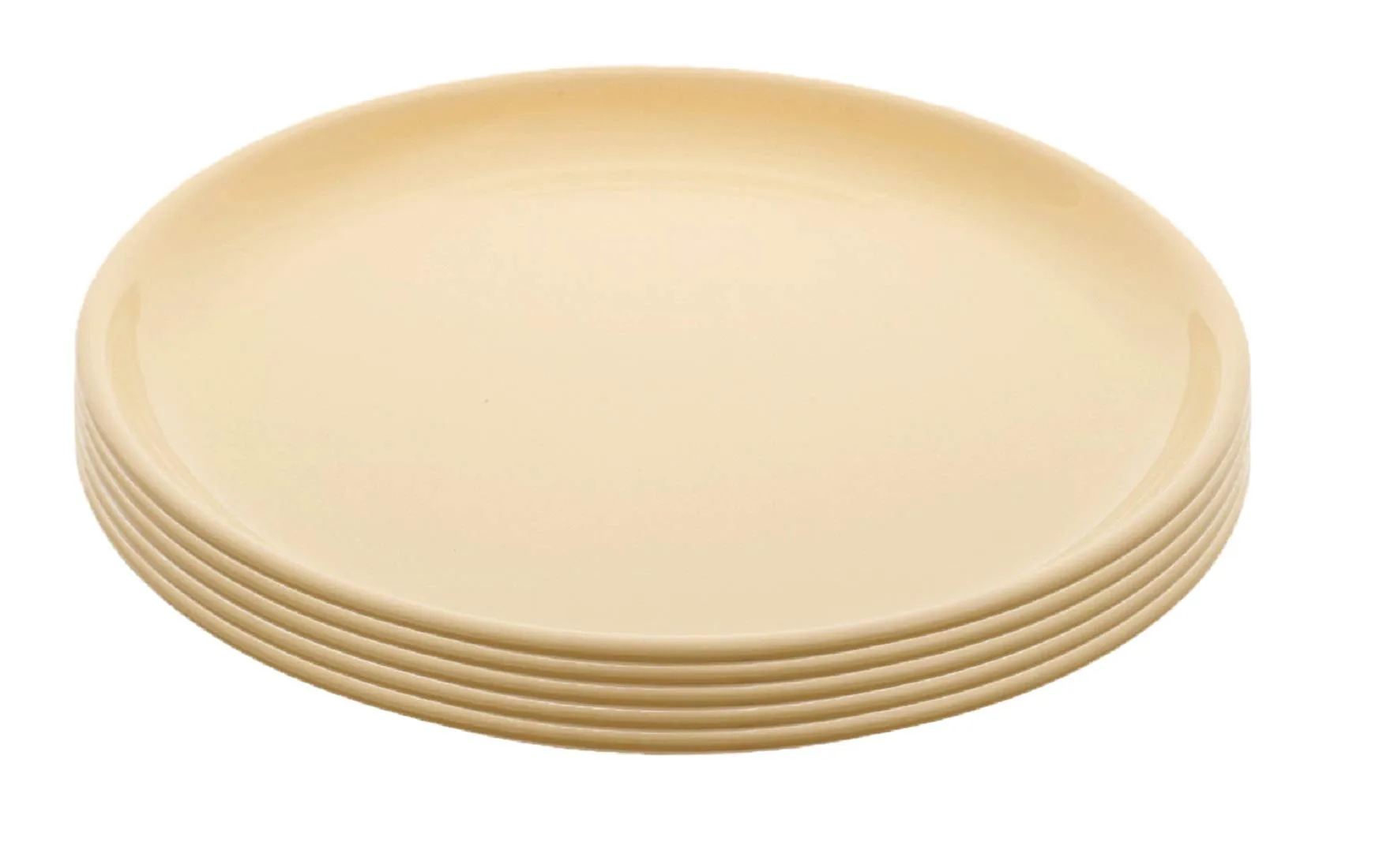 Kuber Industries 6 Pieces Unbreakable Round Plastic Microwave Safe Dinner Plates (Yellow) - CTKTC37542,Standard