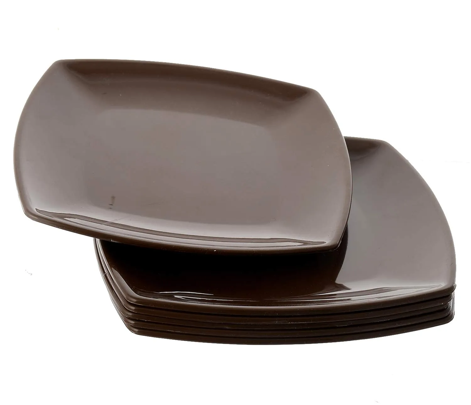 Kuber Industries Plastic Dinner Plates - 6 Pieces, Brown