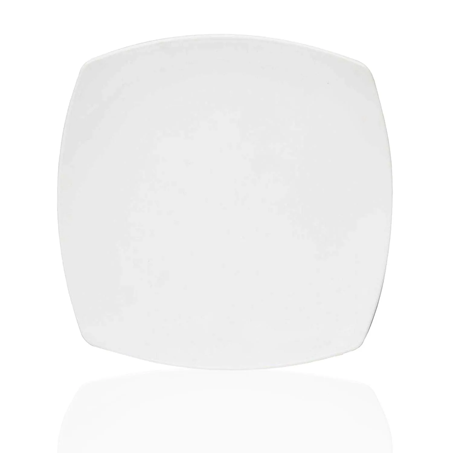 Kuber Industries Small Square 12 Pieces Unbreakable Virgin Plastic Microwave Safe Dinner/Serving Plates (White) - CTLTC044440