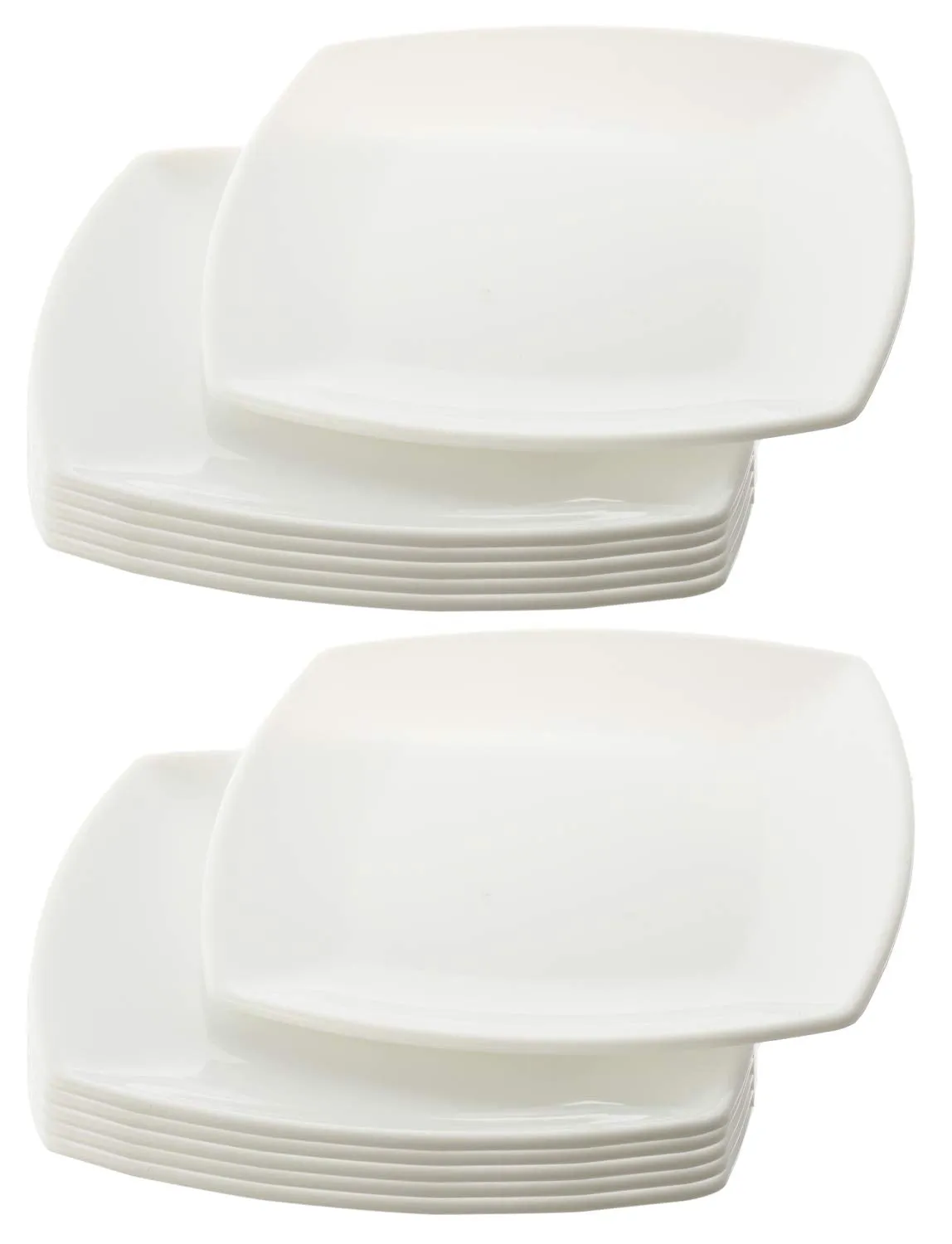 Kuber Industries Small Square 12 Pieces Unbreakable Virgin Plastic Microwave Safe Dinner/Serving Plates (White) - CTLTC044440