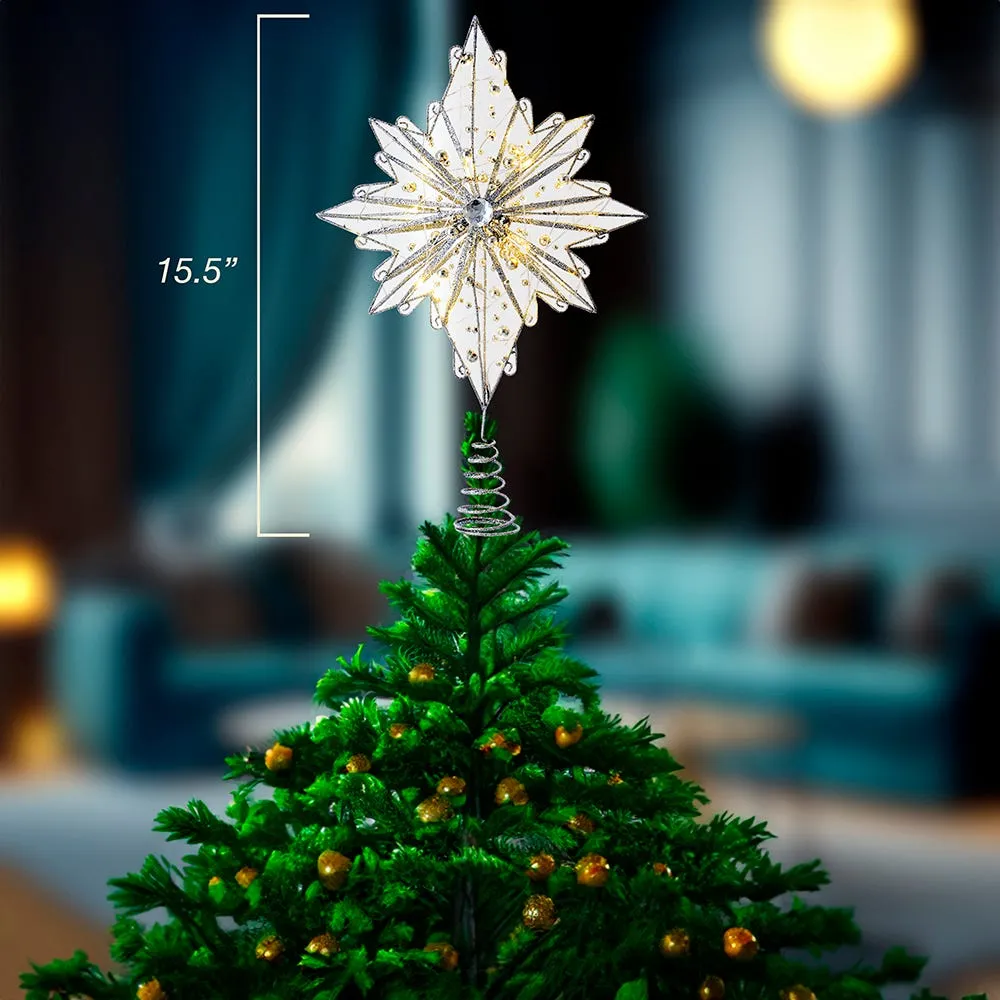Kurt Adler 15.5-Inch 30-Light Fairy Light Silver Star Tree Topper