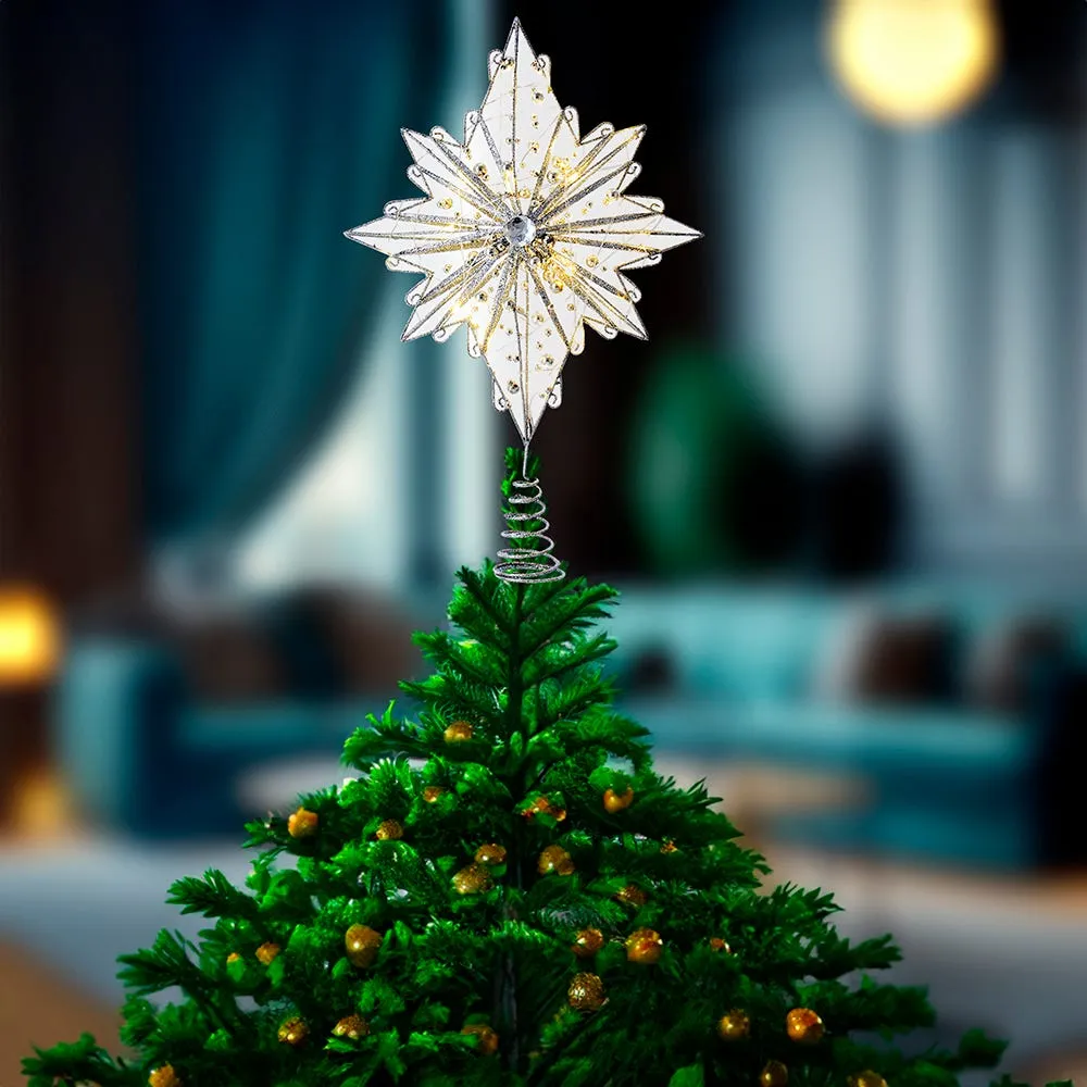 Kurt Adler 15.5-Inch 30-Light Fairy Light Silver Star Tree Topper