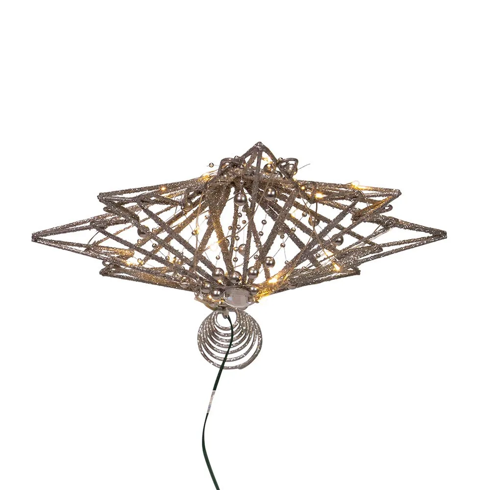 Kurt Adler 15.5-Inch 30-Light Fairy Light Silver Star Tree Topper