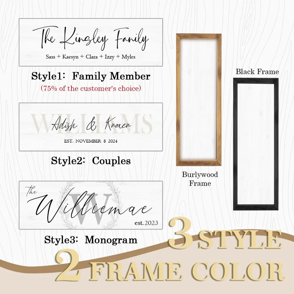 Last Name Signs for Home | Personalized Framed Wooden Family Name Sign for Home Decor Wall | Custom Wood Signs | Monogram Name Wall Decor | Established Wood Sign | Housewarming Gift