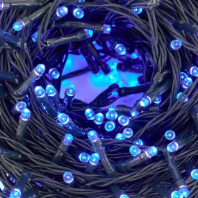 LED Waterproof Fairy Lights 8 Function with Green Cable (600 Lights - 46M Cable) - Blue