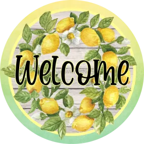 Lemon Welcome Sign, DECOE-4048, 10" Metal Round