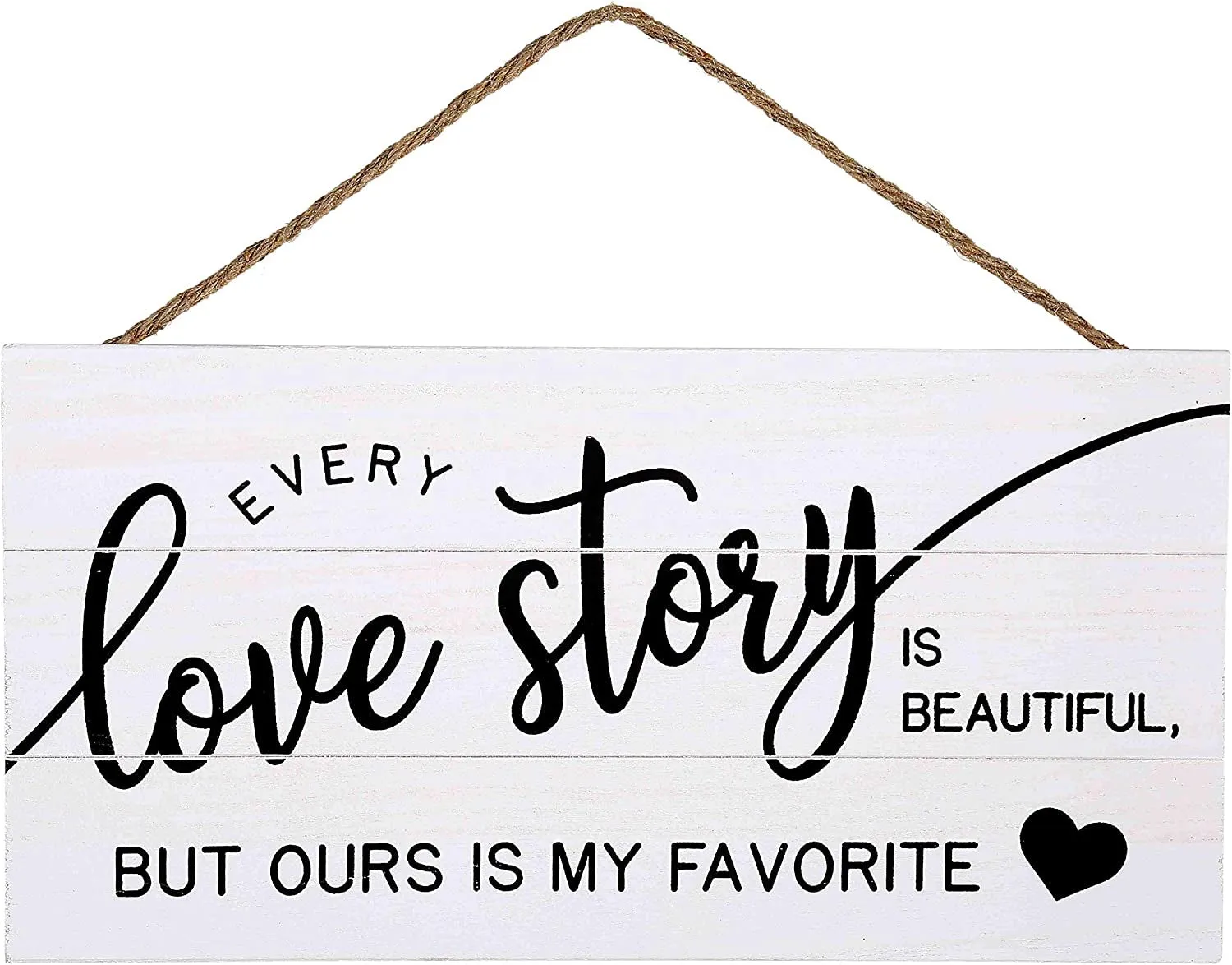 Love Story Wood Plank Hanging Sign