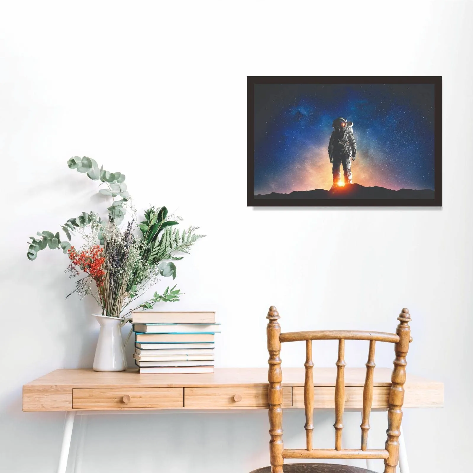 Mad Masters Astronaut Moon Mars Space Painting Hanging Photo Frame Decorative Item for Living Room, Bedroom, Home Decor and Wall Decoration (MM 1177, 8x12 Inch, Paper, Without Plexi Glass)