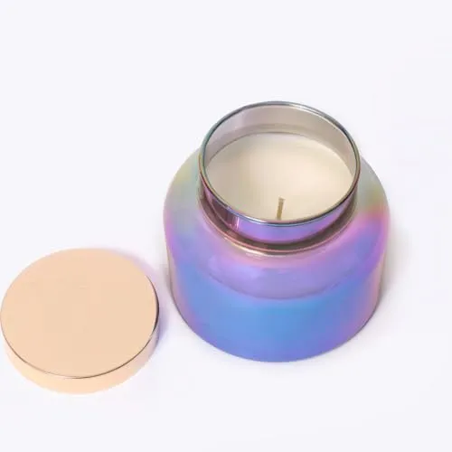 Maeva Iridescent Luxury Candle with Floral Lotus Scent, Elegant Jar Candle with Metal Lid, Ideal for Home Dcor, Festive and Gifting 450g