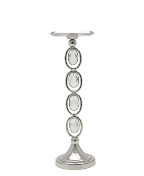 Majestic Crystal Candle Holder Large - Silver