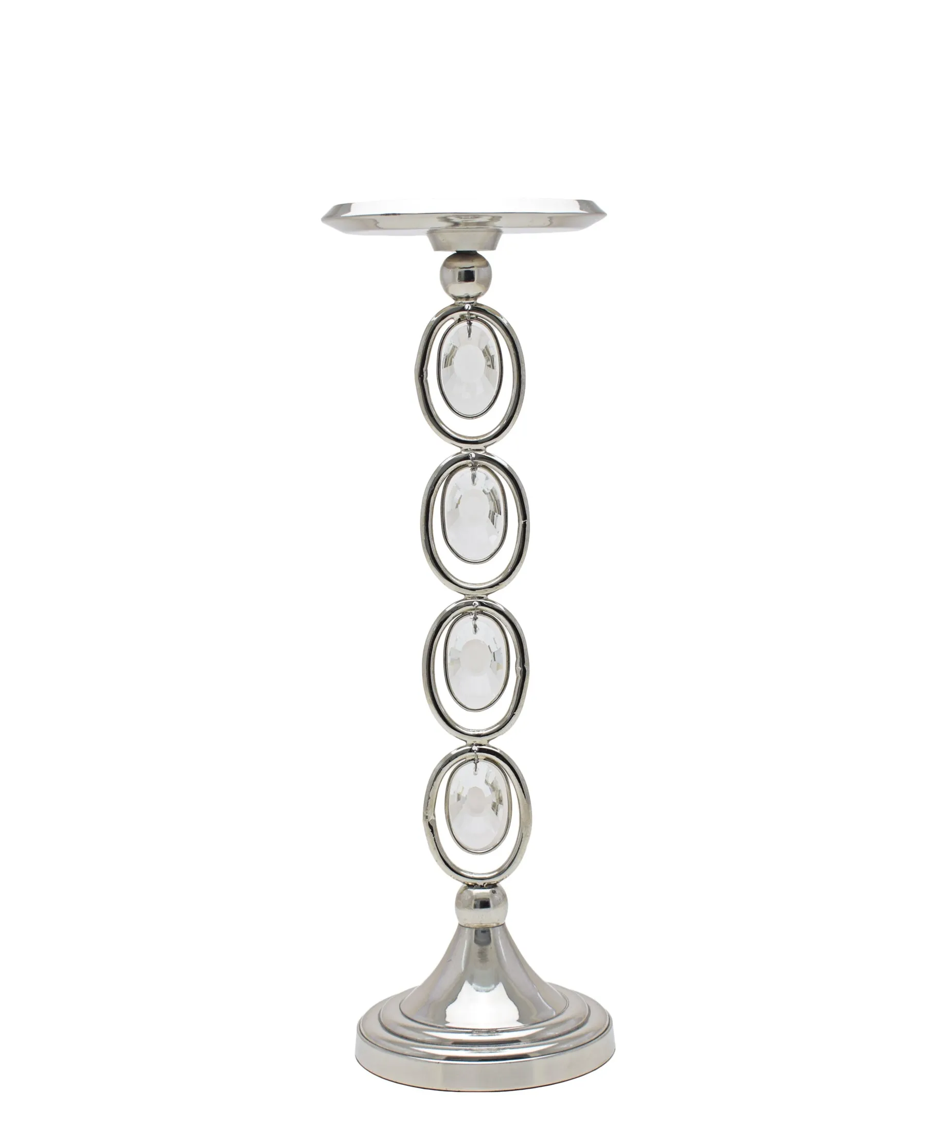 Majestic Crystal Candle Holder Large - Silver
