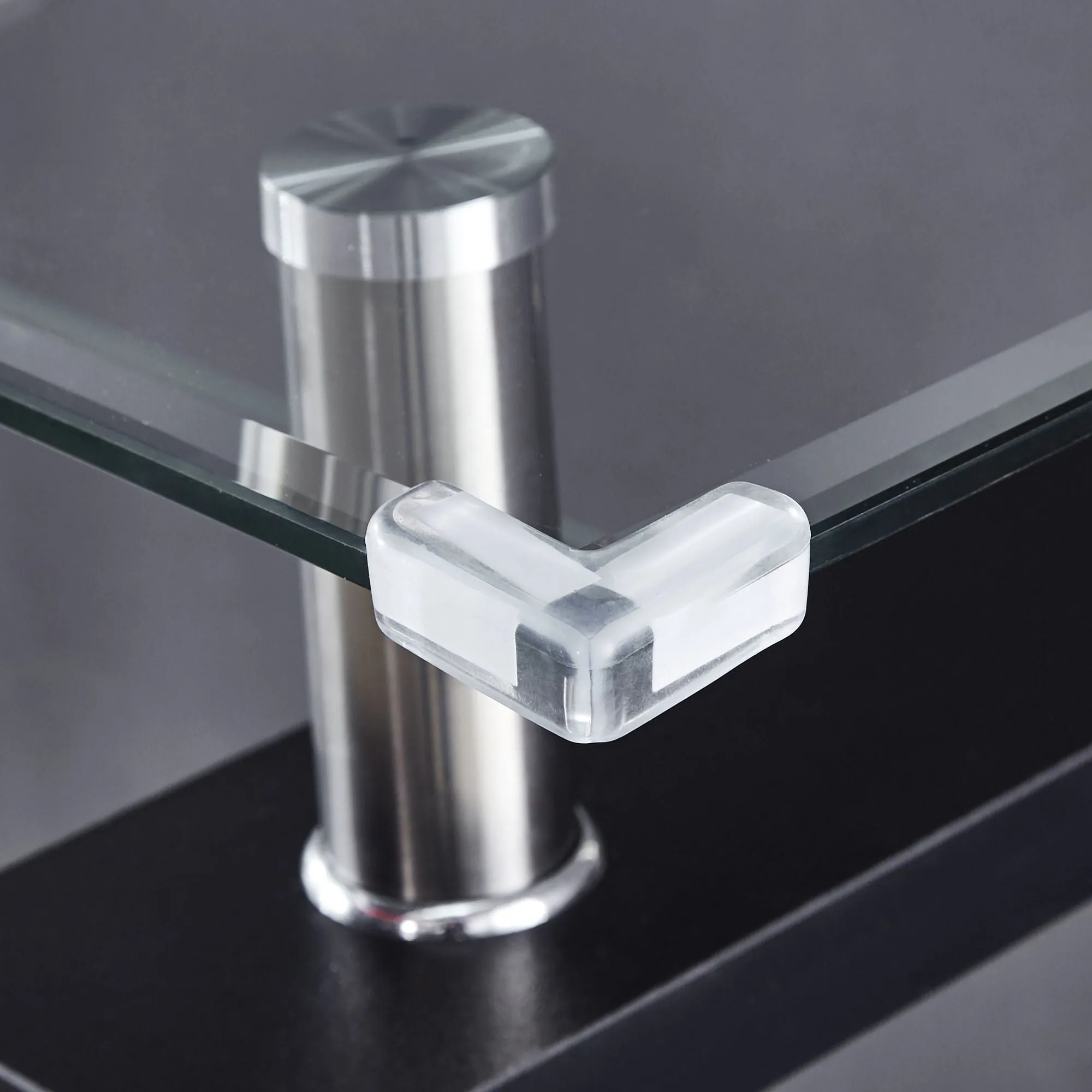 MDF Console Table, Tempered Glass Top, Modern Foyer Area Table - Black