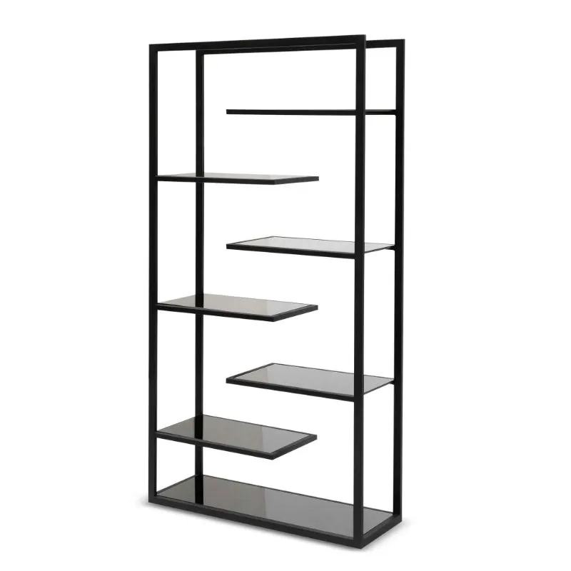Meadowbrook Black Glass Shelving Unit - Black
