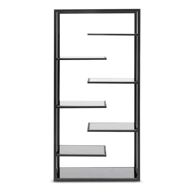 Meadowbrook Black Glass Shelving Unit - Black