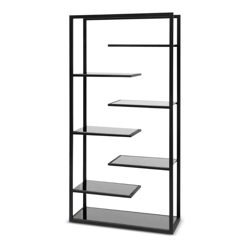 Meadowbrook Black Glass Shelving Unit - Black