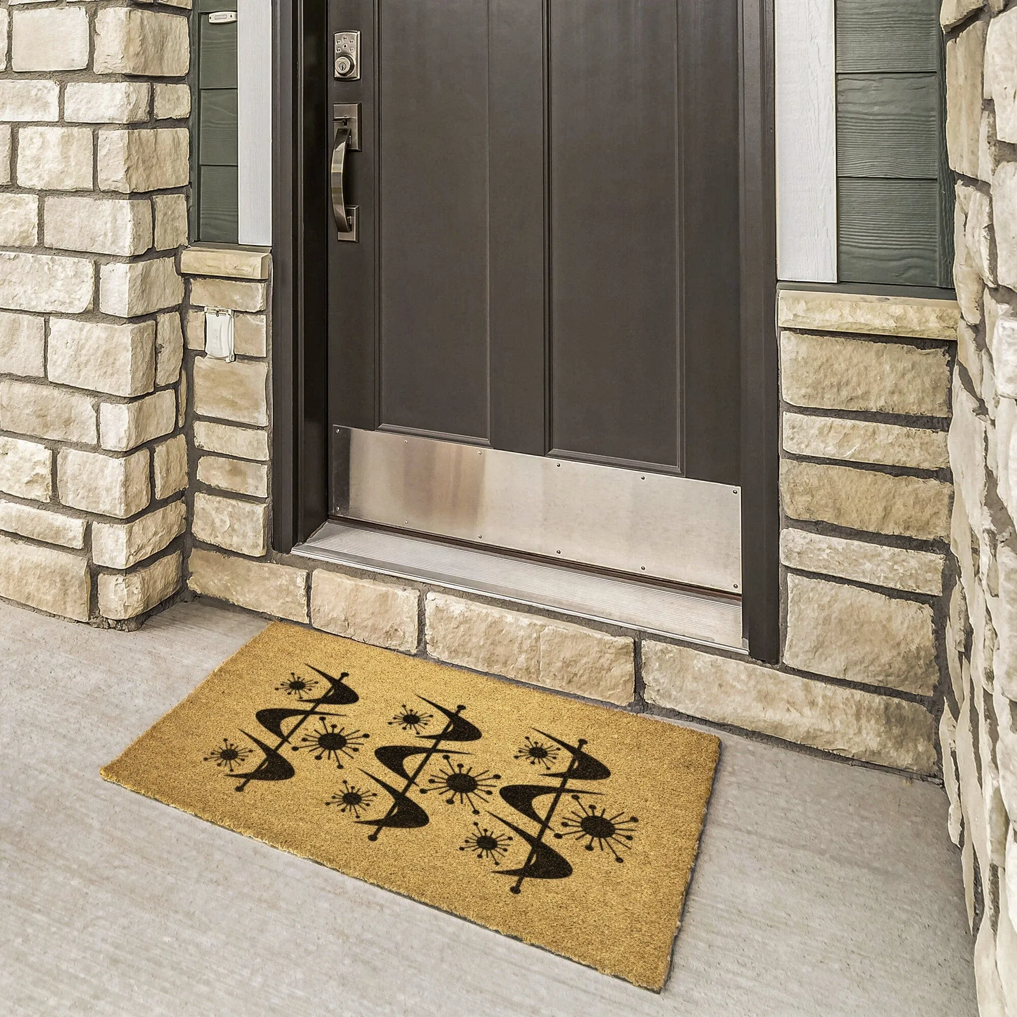 Mid Century Modern Atomic Boomerang Welcome Door Mat