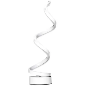 Modern Wave-Shaped LED Table Lamp with Round Metal Base for Living Room