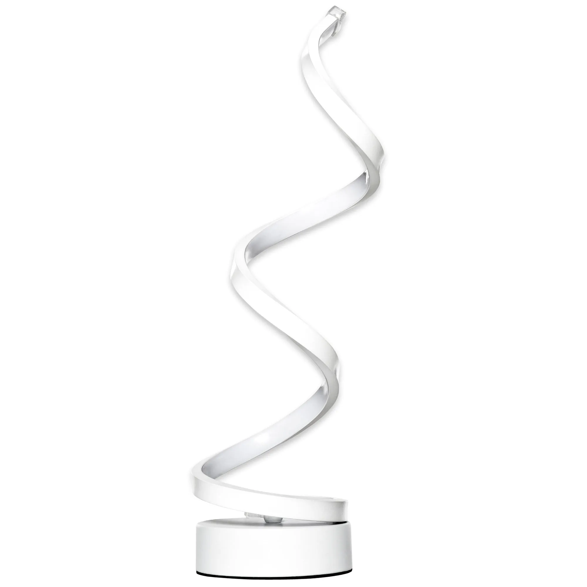 Modern Wave-Shaped LED Table Lamp with Round Metal Base for Living Room