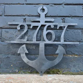 Nautical Address Sign - Metal Anchor - Porch Sign - Home Decor - Beach House Wall Art - House Number Signs