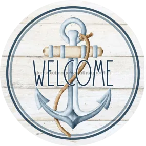 Nautical Sign, Anchor Sign, Welcome Sign, DECOE-4041-DH, 18 Wood Round
