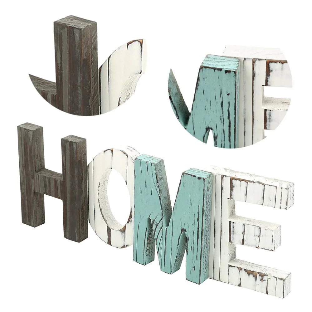 Nordic Decoration Home Rustic Wood HOME Letters Decorative Plaques Signs Decor Standing Cutout Word Decor Party Supplies