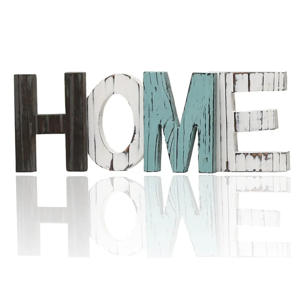 Nordic Decoration Home Rustic Wood HOME Letters Decorative Plaques Signs Decor Standing Cutout Word Decor Party Supplies