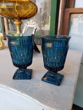 Pair of Blue Indiana Glass Goblets