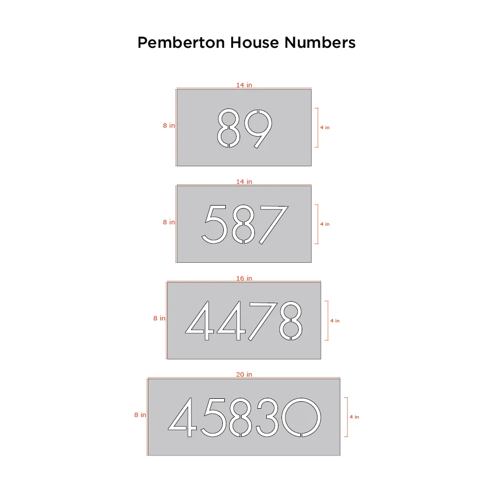 Pemberton House Numbers - Raw Steel