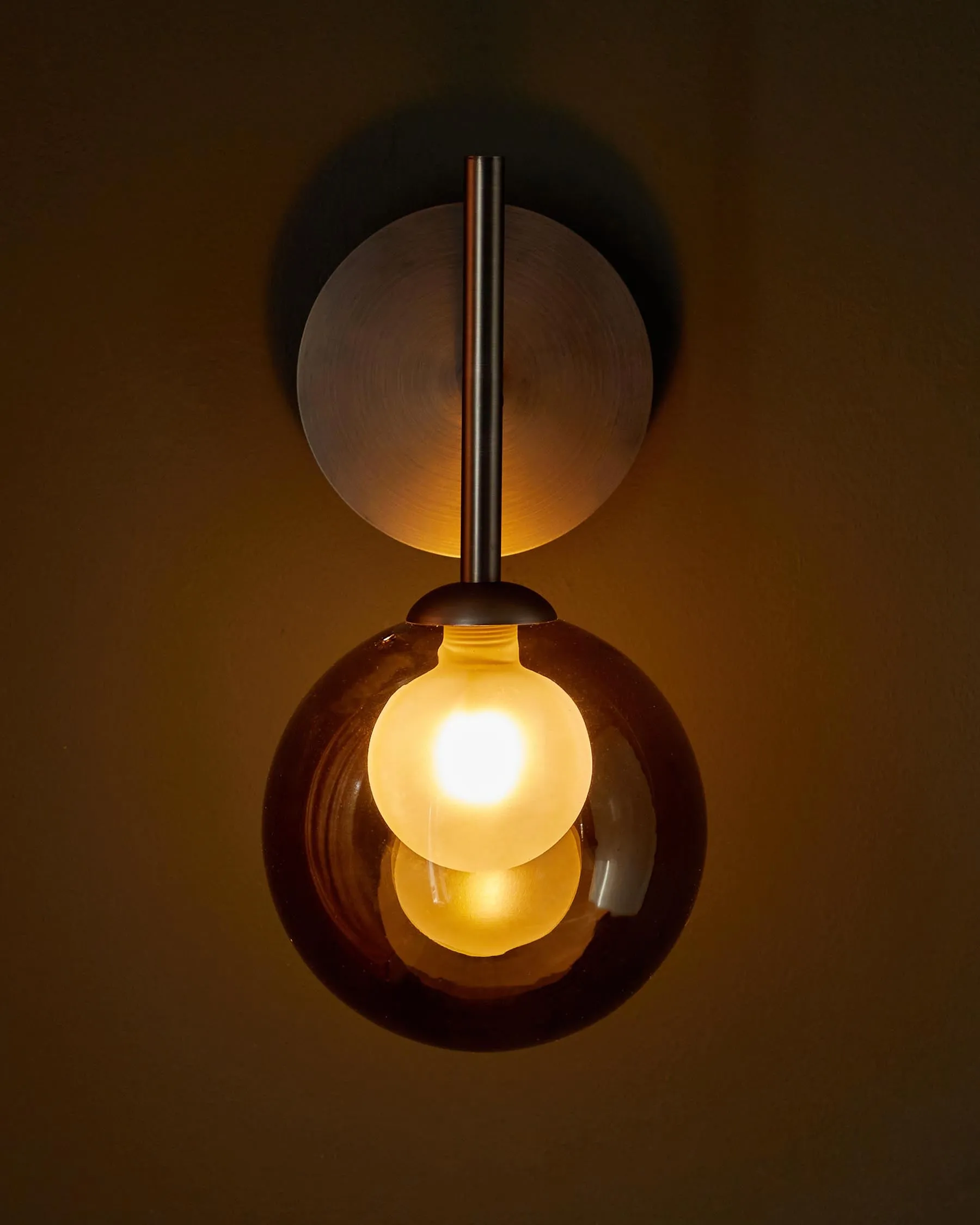Riley mocha glass wall light