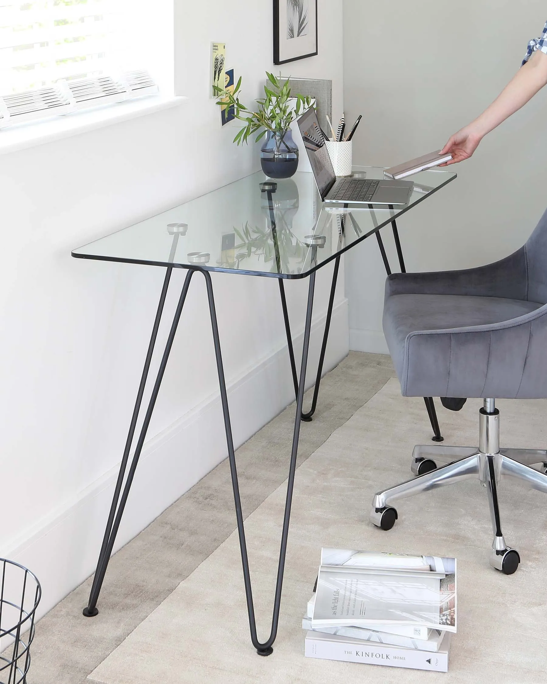 Ripple Glass And Matt Black Desk