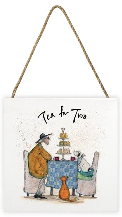 Sam Toft Tea for Two Wooden Block 20 x 20cm