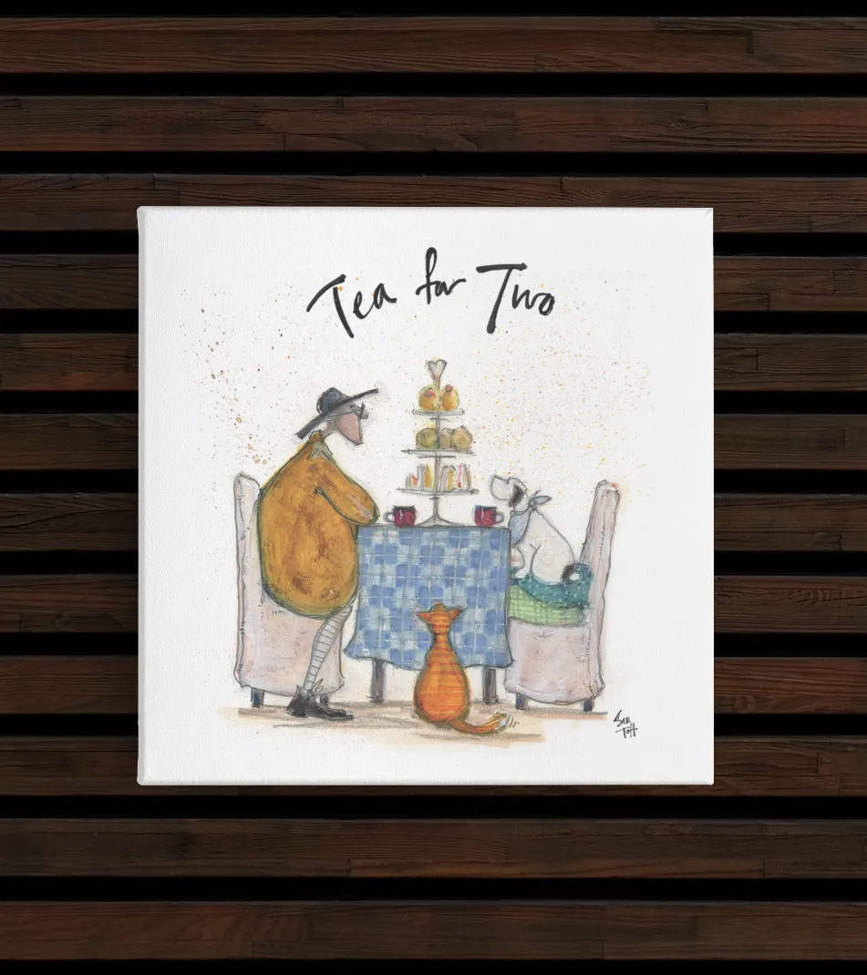 Sam Toft Tea for Two Wooden Block 20 x 20cm