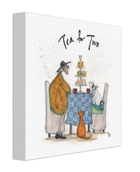 Sam Toft Tea for Two Wooden Block 20 x 20cm