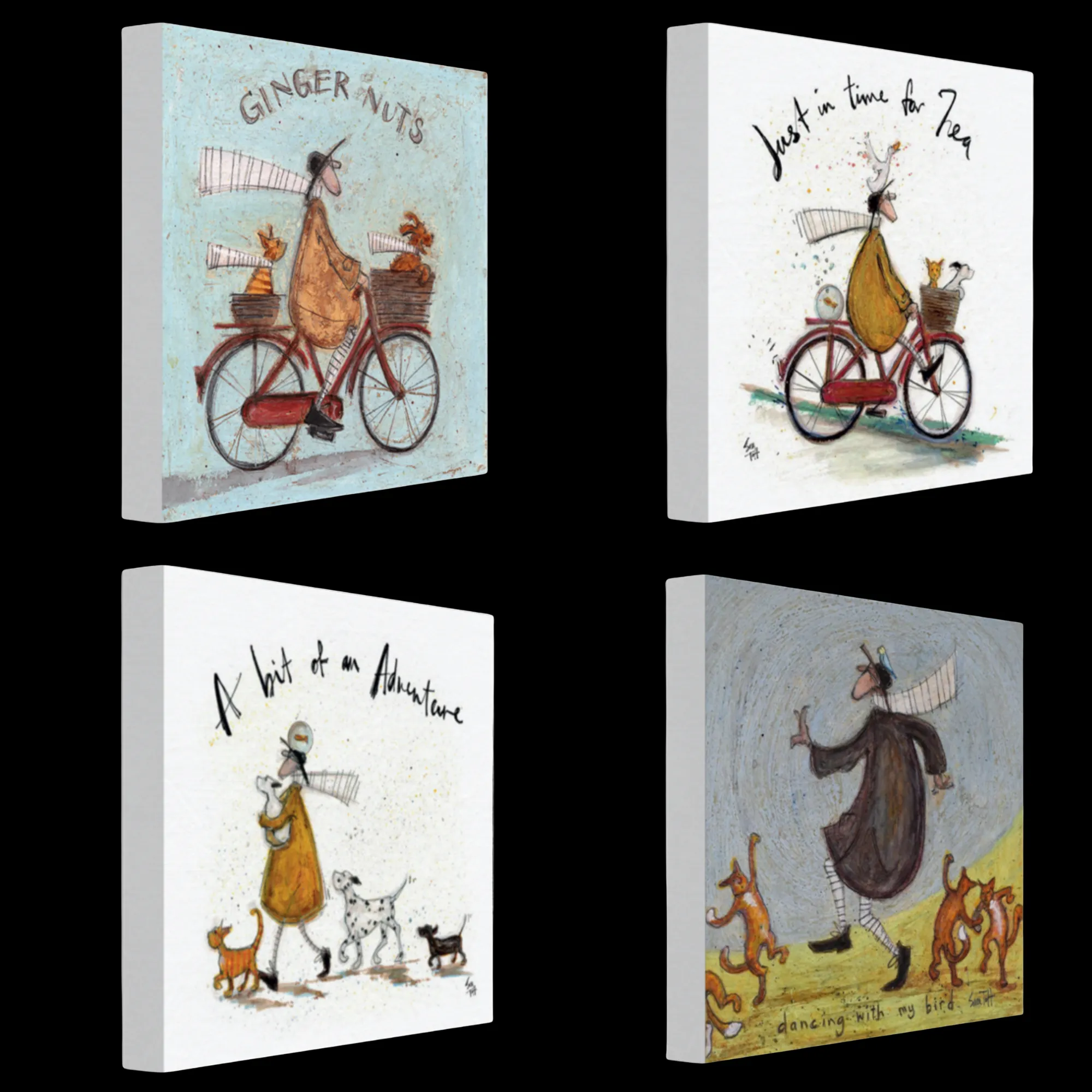 Sam Toft Tea for Two Wooden Block 20 x 20cm