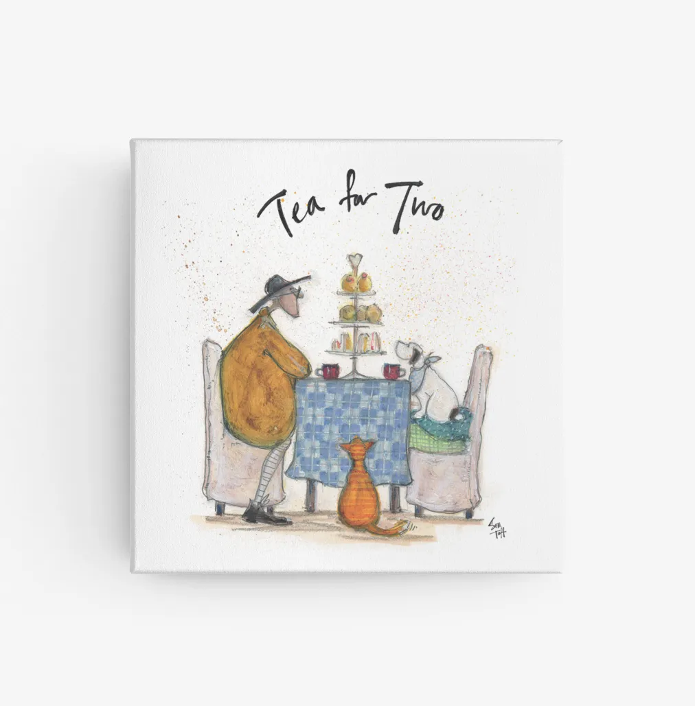 Sam Toft Tea for Two Wooden Block 20 x 20cm