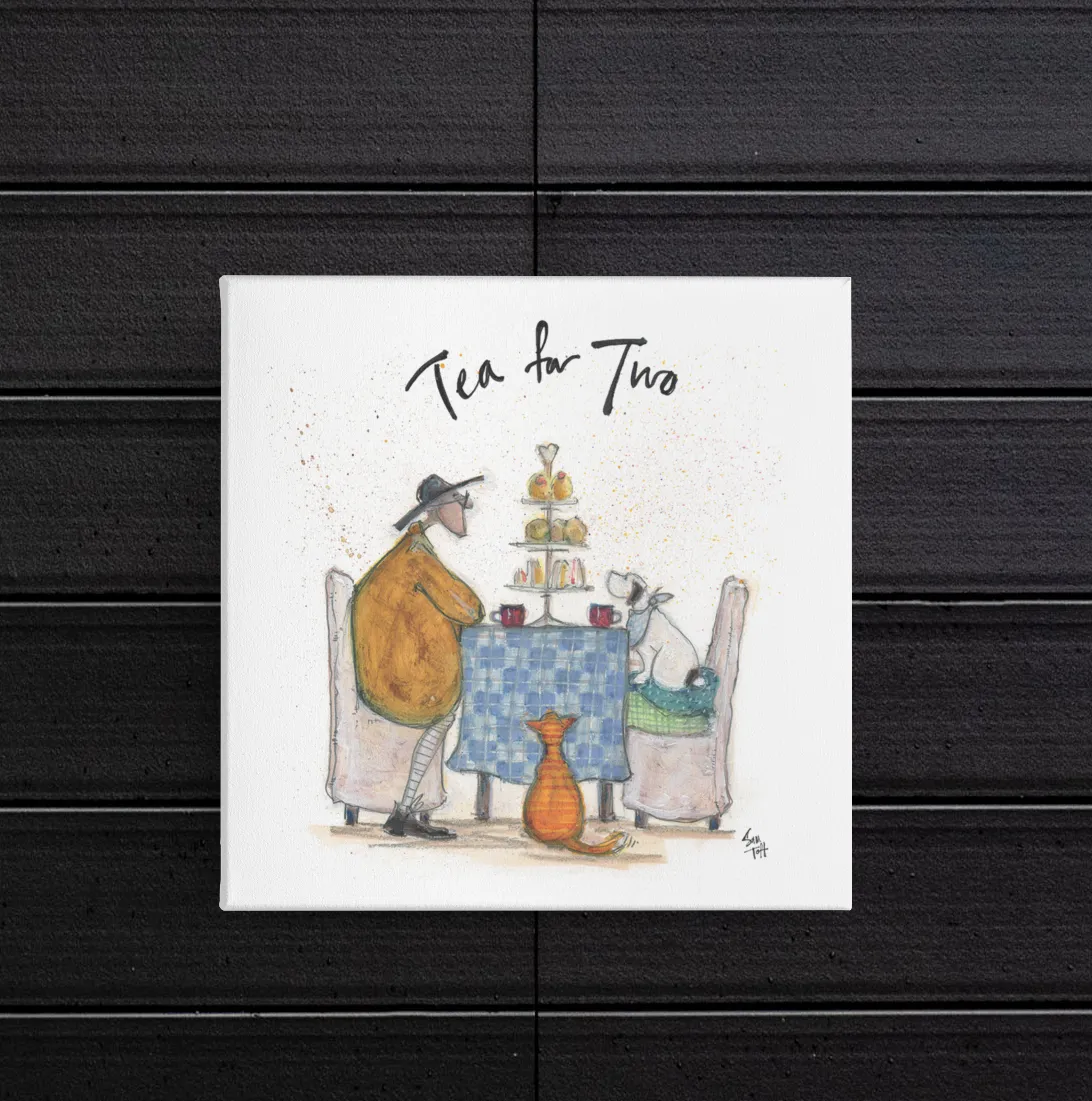 Sam Toft Tea for Two Wooden Block 20 x 20cm