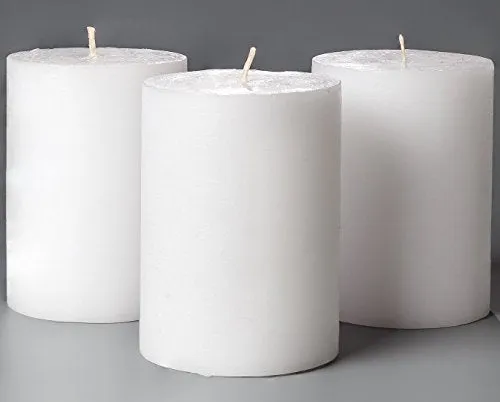 Set of 3 Charcoal Pillar Candles Dark Grey 3" x 4" Gray Rustic Unscented Dripless