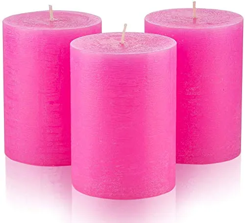 Set of 3 Charcoal Pillar Candles Dark Grey 3" x 4" Gray Rustic Unscented Dripless