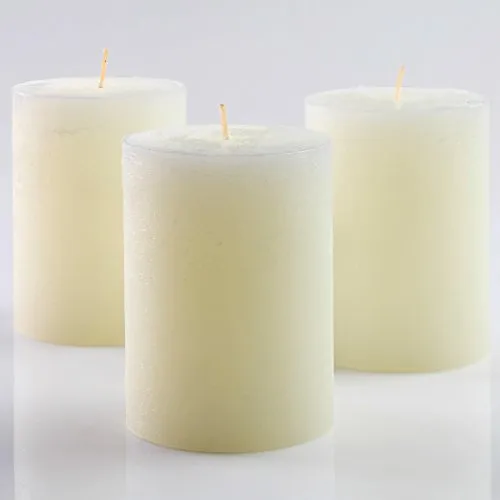 Set of 3 Charcoal Pillar Candles Dark Grey 3" x 4" Gray Rustic Unscented Dripless
