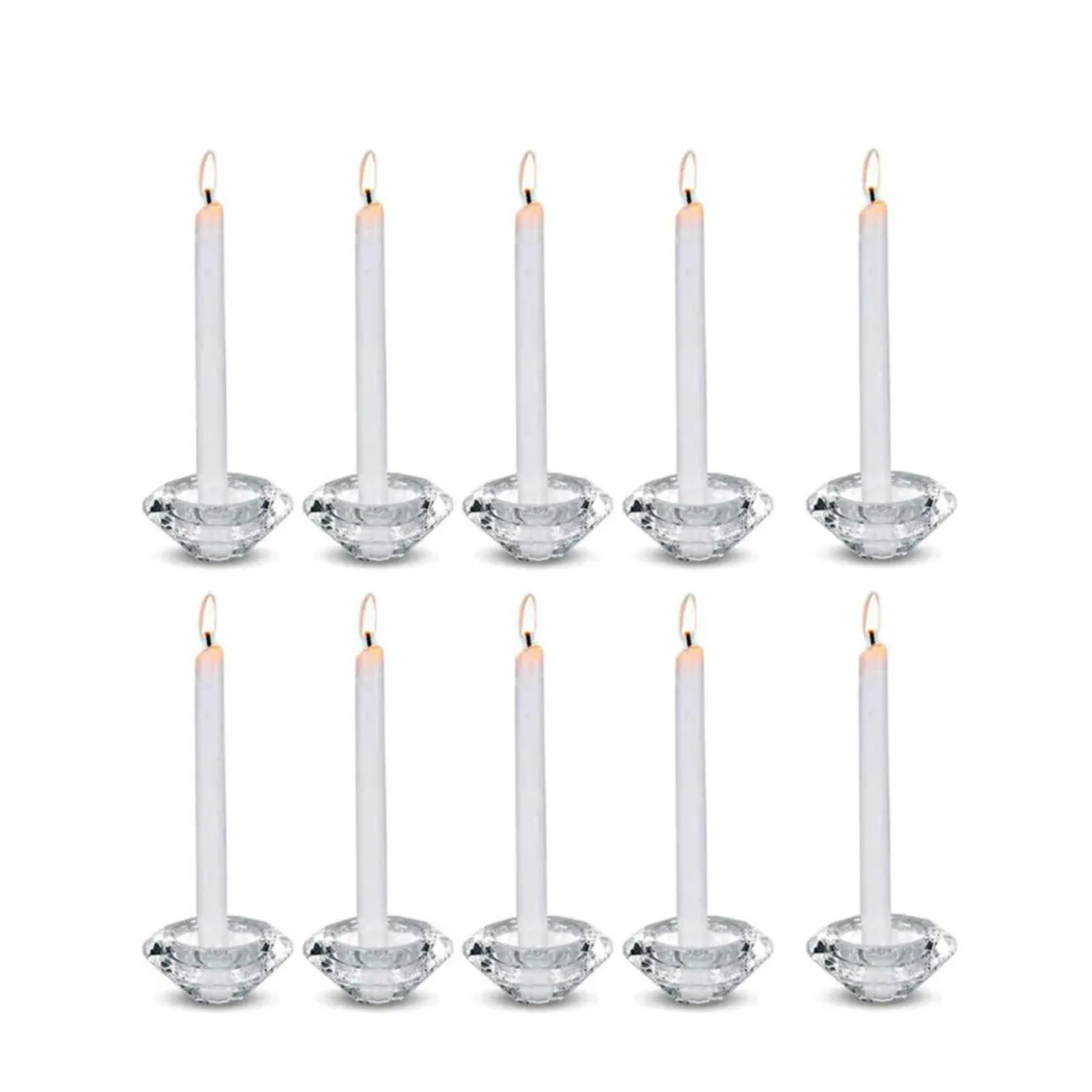 (Set of 8) Crystal Glass Decorative Stick Candle Holder Home Accessory Tealight Candle Holder